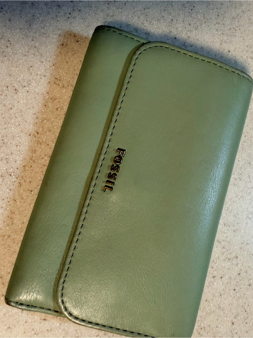 Fossil Olive Green Leather Fold Wallet